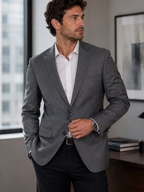 Calvin Klein Men's Grey Slim Fit Blazer Jacket Medium Professional Career Office